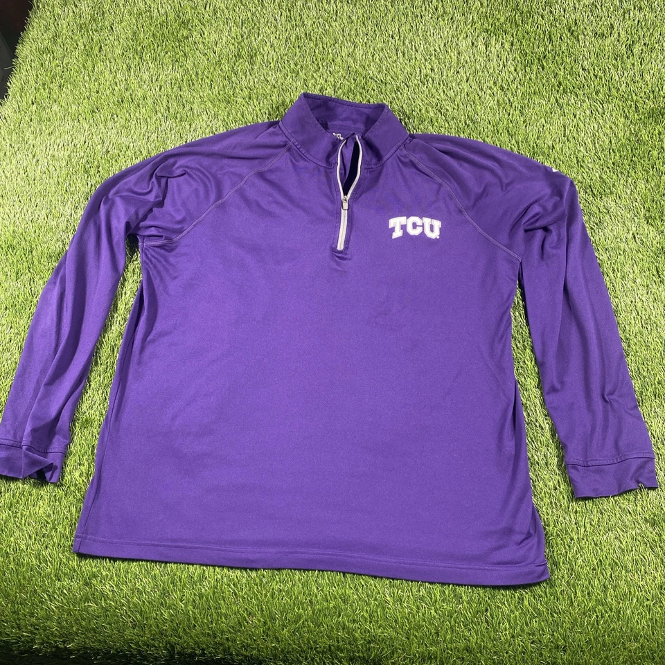 Tcu Horned Frogs Under Armour 1/4 Zip Sweatshirt Mens Xl Purple Light Jacket - Image 4 of 4