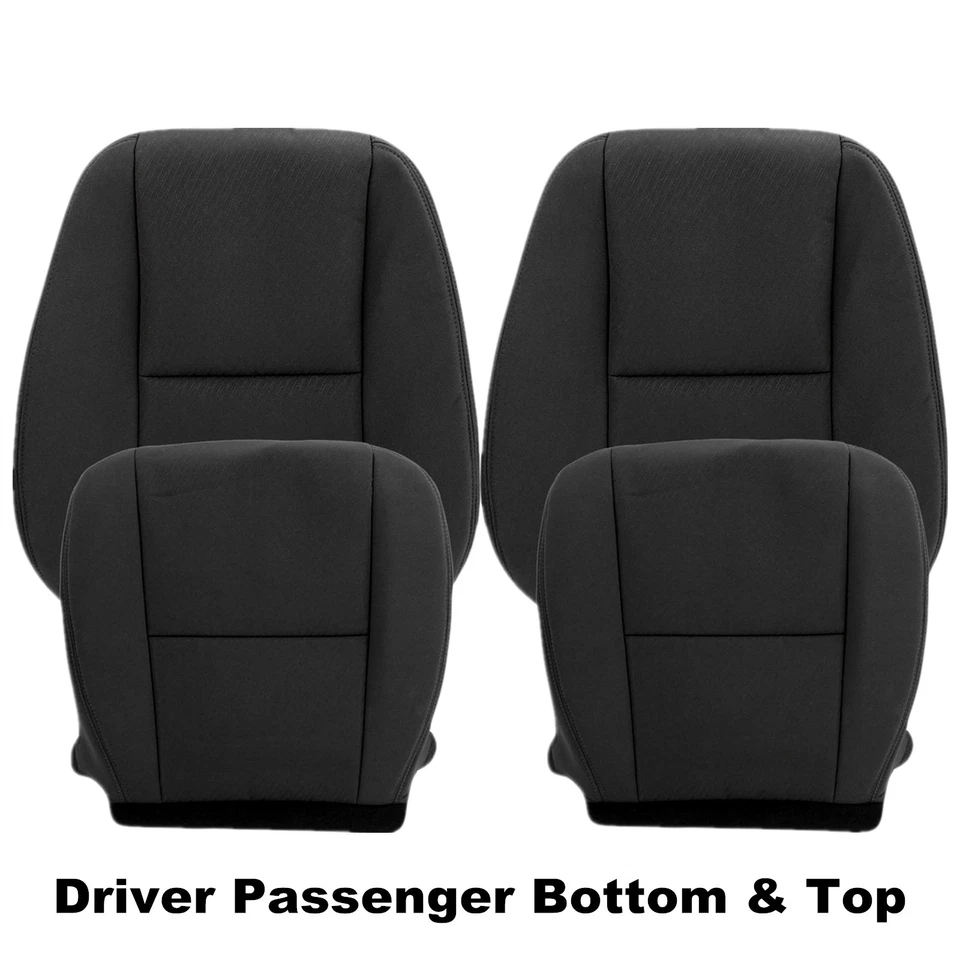 Cubierta de asiento de tela delantera negra para 07-14 GMC Sierra 1500 2500HD 3500HD ambos lados Foto 2 de 4