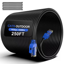 250 Ft. 24AWG/4 Conductors Heavy Duty Direct Burial Outdoor Ethernet Cable UTP W