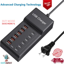 Multi USB Charger USB C Charging Station Block 50W 12 Ports Multiple USB C Hub C