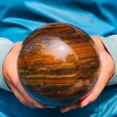 5.39LB Natural Tiger's Eye Ball Quartz Crystal Sphere Gem Mineral Specimen Heals