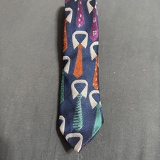 Blue Men  s Tie Patterned With Small Colorful Neckties Orange Teal Purple Print