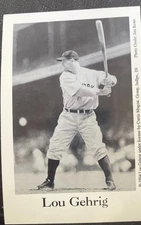 Lou Gehrig Yankees Curtis Management 4x6 Black & White Photo