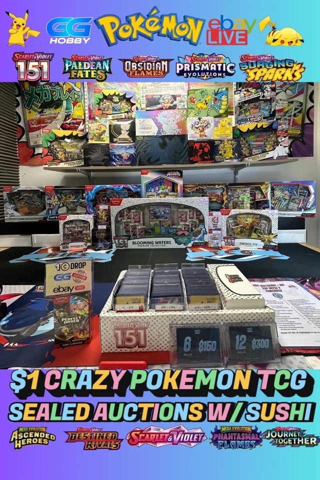 $1 POKEMON TCG SEALED AUCTIONS RIP & SHIP W/ SUSHI 🍣
