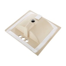 White Ceramic Semi-Recessed Sink 20.1"x18.3", Nano-Glazed, Overflow, 3 Hole