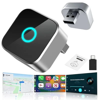 Adaptateur CarPlay Android Auto Sans Fil 2 en 1 USB Mini Plug & Play 5G WiFi BT - Photo 1/4