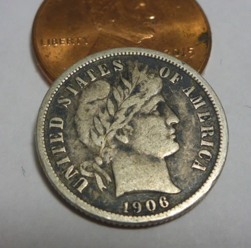 1906-O Barber Dime (better date) Around VF+