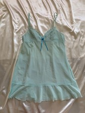 Vintage y2k Victoria's Secret Babydoll Blue Mesh Half Slip Medium Coquette