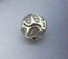Pandora ALE S925 Sterling Silver CZ Leaf Style Bead Charm