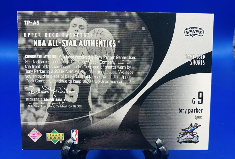 2002-03 Upper Deck All-Star Authentics Game-Used Shorts Tony Parker #TP-AS HOF - Image 2 of 2