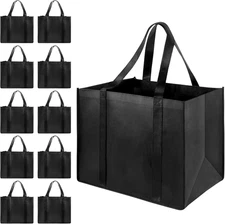 10 Pack Heavy Duty Kitchen Reusable Grocery Bags, Durable XL Shopping Tote with 