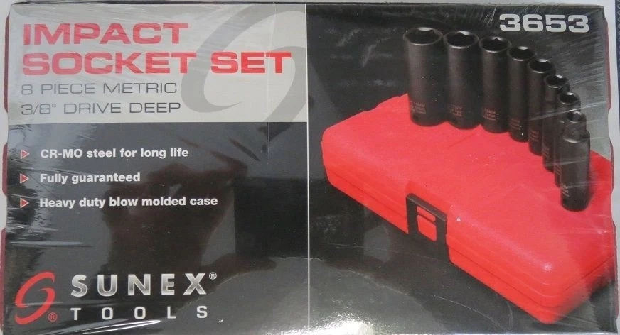 Sunex 3653 8 Piece 3/8" Drive 6 Point Metric Deep Impact Socket Set - Image 4 of 4