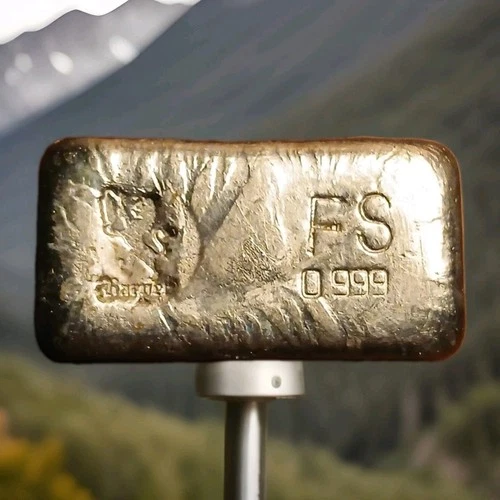 2.835  Troy Ounces Of .999 Silver Bullion  Poured Bar With Cooling Lines