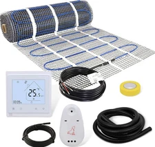 20 Sqft Under Floor Heat Mat Kit, 120 V Electric Radiant Floor Heating System