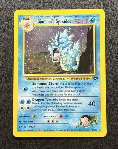 2000 Pokemon Giovanni's Gyarados 5/132 Gym Challenge Holo W/ Swirl LP Excellent