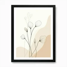 Flowers On A Beige Background Art P Framed Wall Art Poster Canvas Print Picture