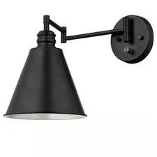 Westinghouse Trocadero 1-Light Matte Black Swing Arm Wall Sconce On/Off Switch
