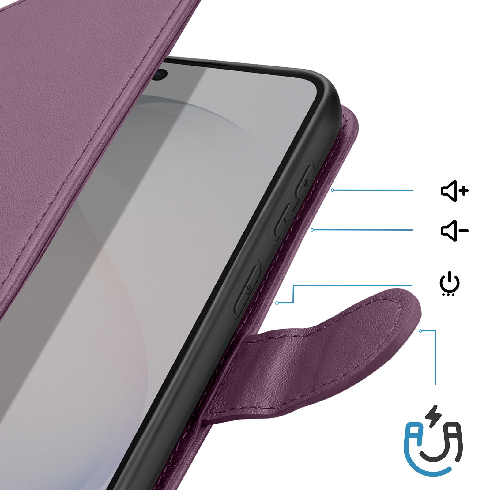 Housse Galaxy S26 Plus avec boucle magnétique et support vidéo violet - 3