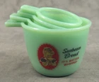 JADEITE GREEN GLASS SUNBEAM BREAD 4 Pc. MEASURING CUP SET Nesting