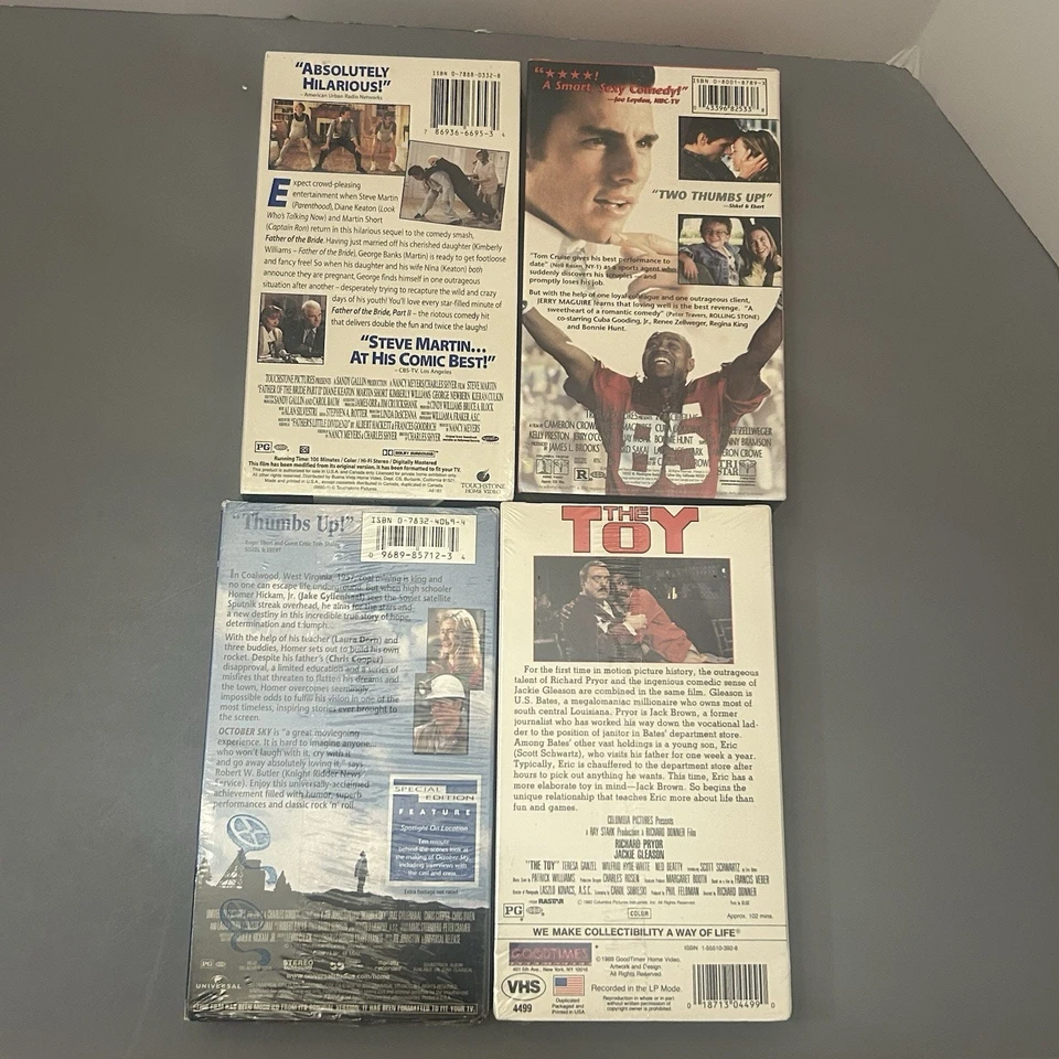 4 VHS Drama Movies October Sky, The Toy, Jerry Maguire, Father Of Bride II NEW - Image 2 of 4