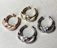 1pc Non-Piercing Angel Wings Septum Hanger Clip-On Fake Nose Ring Body Jewelry