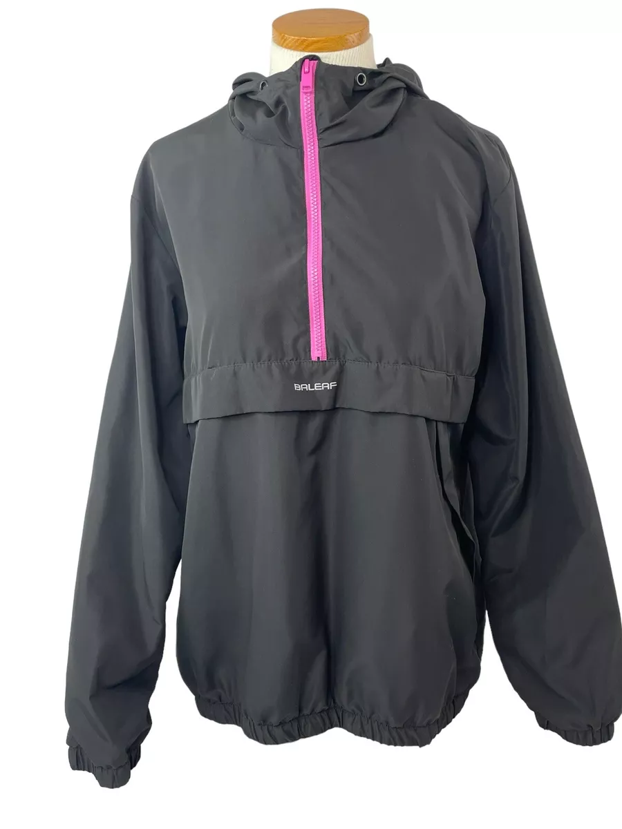 Baleaf Jacket Womens Large Black Hooded Quarter Zip Cycling Running Jacket