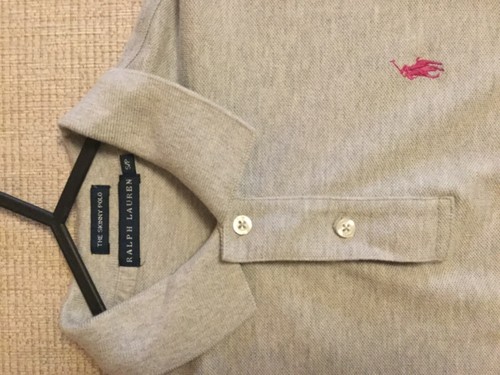Ralph Lauren skinny Polo top Ladies Small, in grey with purple logo, worn once - Picture 2 of 5