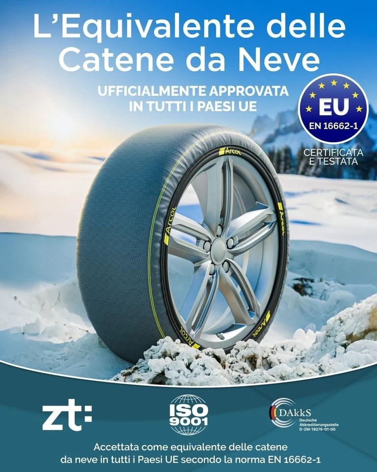 Calze da Neve Omologate Italia EN 16662-1 Due Catene da Neve in Tessuto per Auto - Immagine 2 di 4