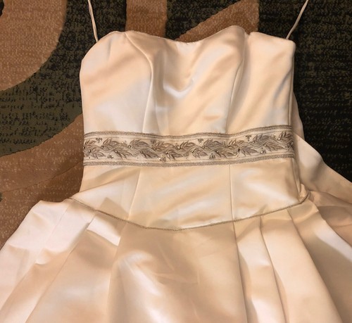 New $3,200 Casablanca ivory wedding dress satin strapless w/o straps Sz 10 WOW - Picture 4 of 8