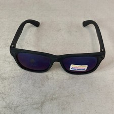 Vintage Rubber Frame Sunglasses Black W/UV Protection With Reflective Lenses