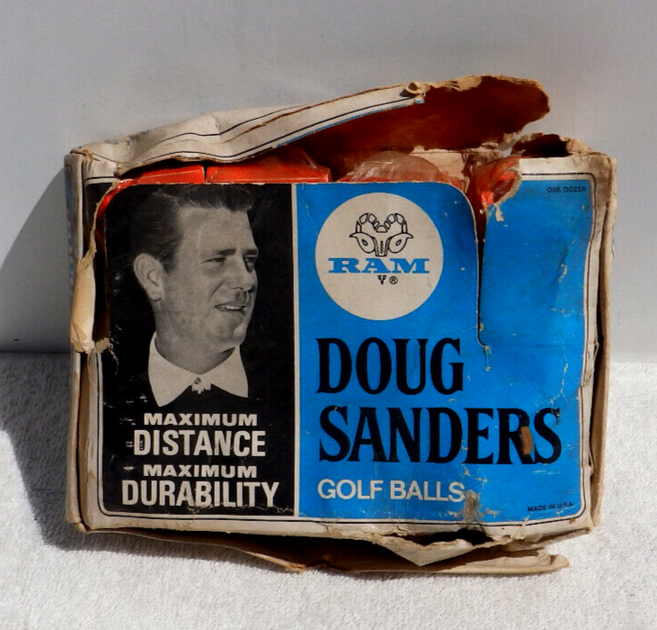 Vintage 1960s Doug Sanders Ram 36 Golf Balls Signature Logo 3 Sleeves W