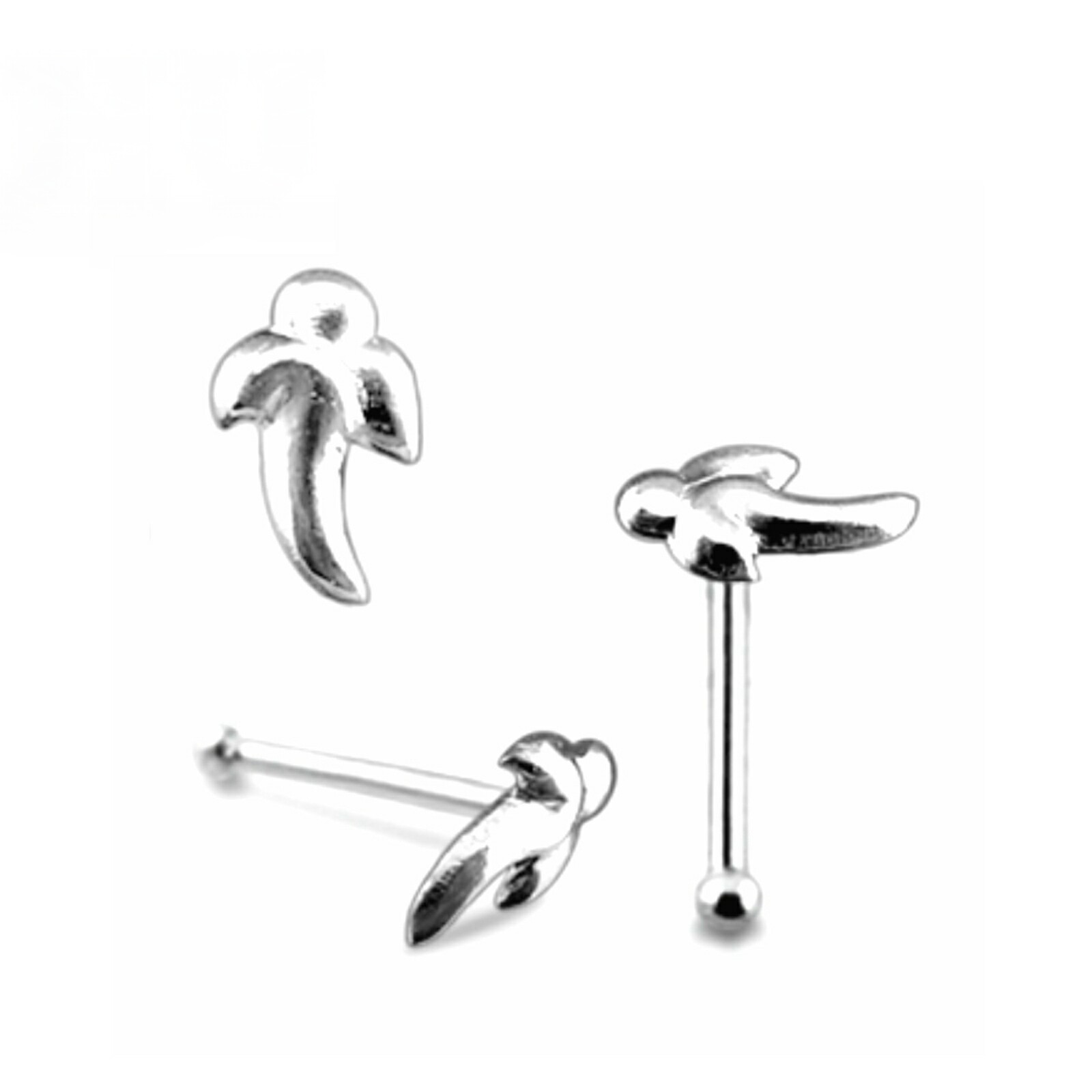Nose Pin Bone Tribal Flame Surgical Steel Body Piercing Pin Ring Ball End 20g