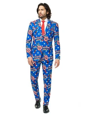 OPPOSUITS Marvel Captain America Kostüm Anzug - Kostüm Anzug Sakko & Hose - Lizenzierter