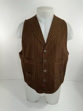 FRONTIER CLASSICS - Waistcoat Striped Mens L Western Vest - MINT