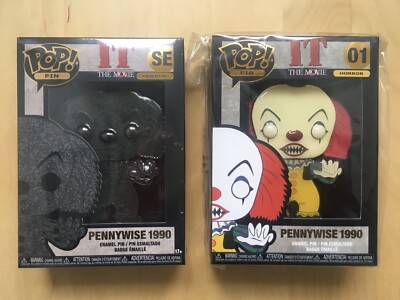 2 FUNKO HORROR IT THE MOVIE PENNYWISE CLOWN 1990 POP PIN SPECIAL EDITION BADGES