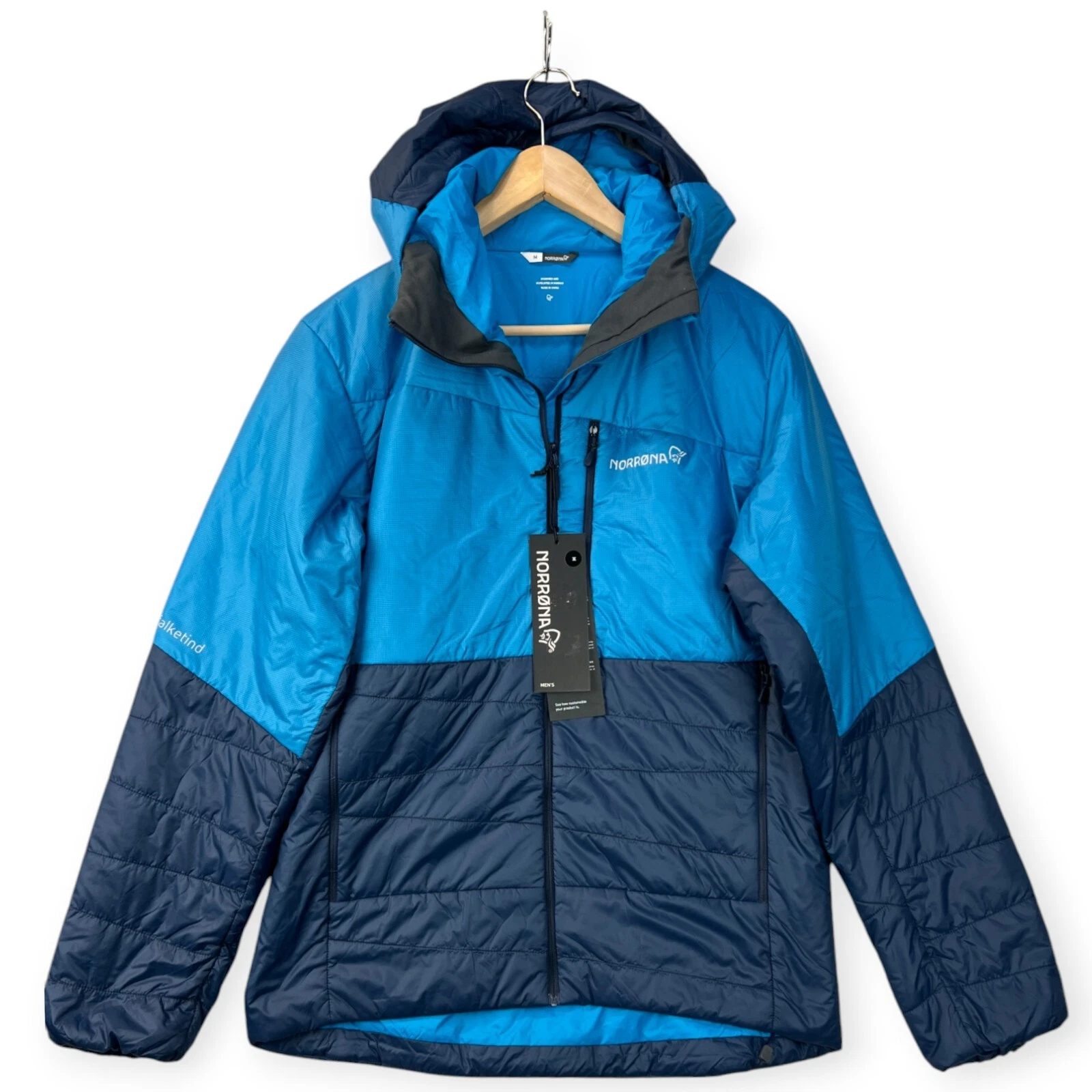 Norrona Mens Jacket Falketind Thermo60 Hooded Hawaiian Surf/Indigo Outdoor Small image 2