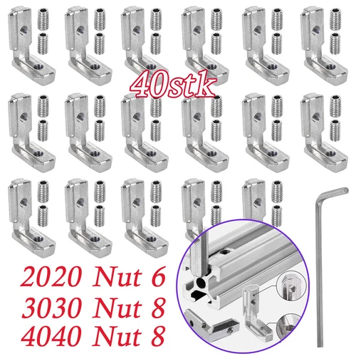 40stk Innenwinkel Aluprofil Nut 6|8 Für 2020 3030 4040 Profilverbinder Eckwinkel