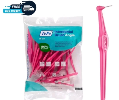 TePe Angle Interdental Brushes – 0.4mm Pink–Size 0 Extra-small gaps (Pack of 25)