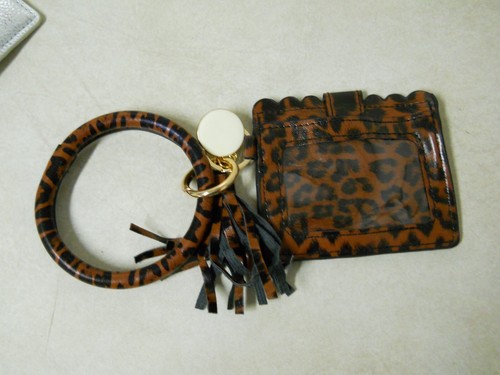 Leatherette Bangle Bracelet Wristlet Key Rings Keychain w/ Wallet Choose Color - Picture 15 of 20