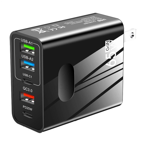 USB Type C Charging Plug 65W Charger Block Fast Charging With Multiple Ports - Photo 13 sur 18