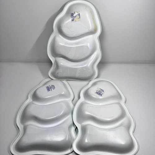 VTG Lot Of 3 Christmas Santa Serving Plastic Divided Trays Berman Ind USA - Picture 2 of 8