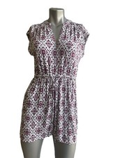 LOFT Sleeveless Cinch Waist Shirt Dress Purple/White floral Casual XS