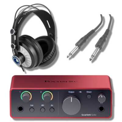 Focusrite Scarlett Solo 4G Audio Interface Recording Bundle w StreamEye Cans50