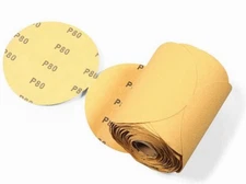 100pcs 6 in 80 Grit PSA Adhesive Back Sanding Disc Sandpaper Roll DA Sander Pad