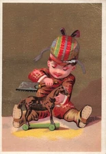 Scottish Baby Toddler Toy Horse Victorian Trade Card c1880s  *Ab9b