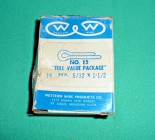 Western Wire 39 Assorted Cotter Pins Stainless Steel Split Pins 5/32 x 1 1/2 