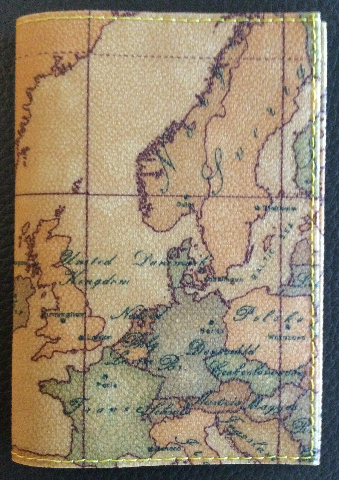 Alviero Martini Prima CLASSE Leather Passport Holder with European Map Design 9414 Italy-image