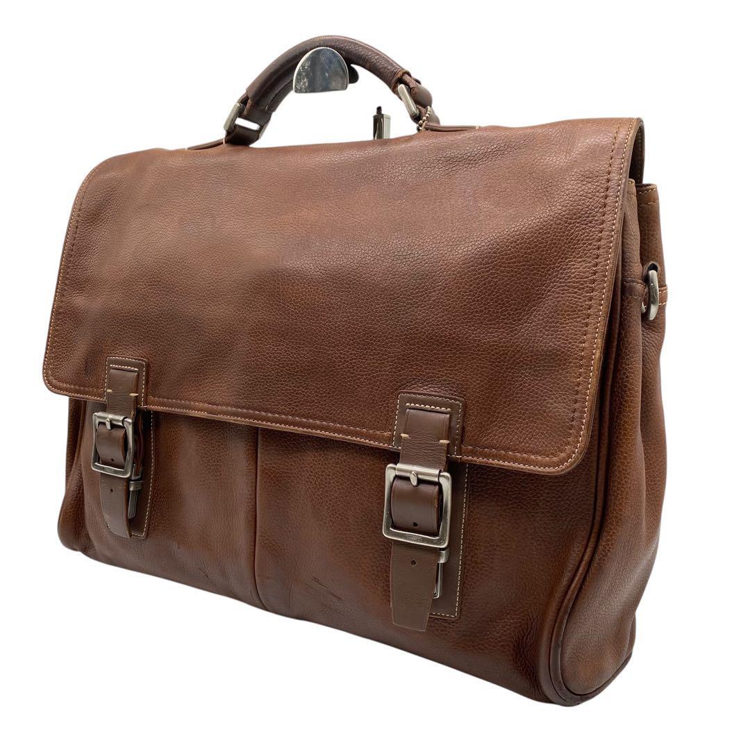 Coach Pable Business Bag A4 Genuine Leather Brown Tea