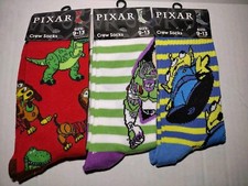 NEW Disney Pixar Toy Story Unisex Crew Socks Size 9-13 Buzz Lightyear Rex Slinky