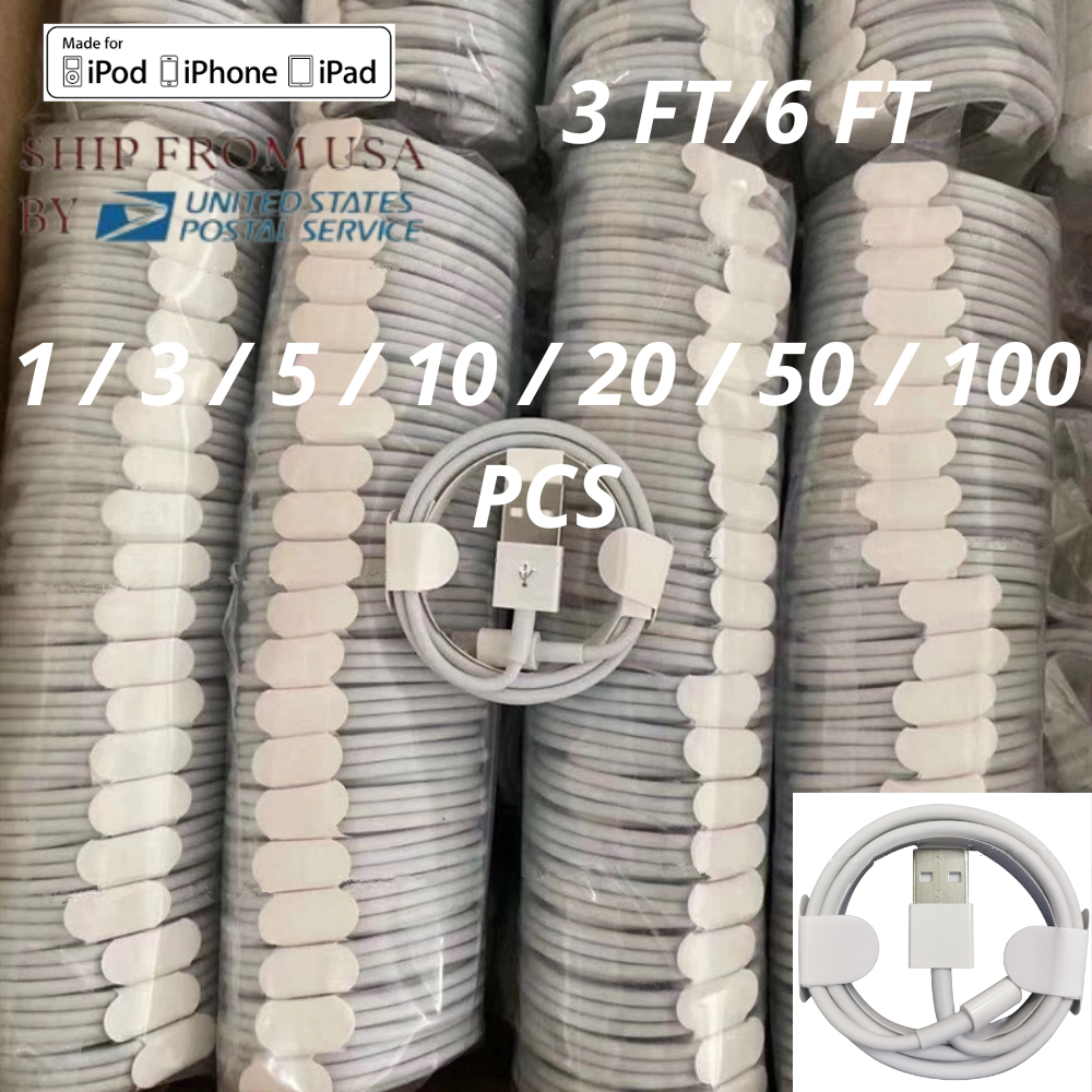 Wholesale Bulk Lot 3/6Ft USB Cable For Apple iPhone 14/13/12/XR/8/7 Charger Cord